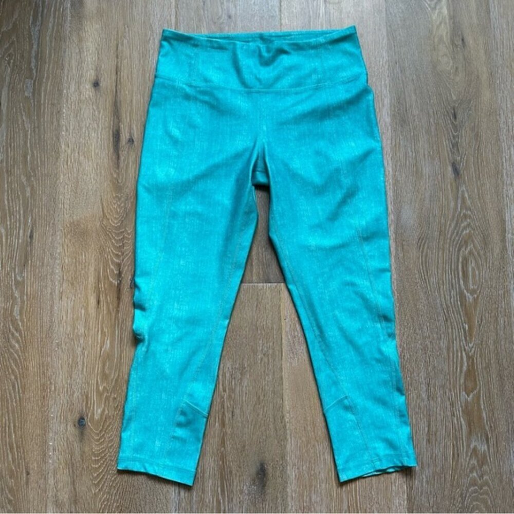 90 Degree By Reflex Aqua Blue Crop Yoga Leggings Athleisure Capri Pants - XS - Picture 10 of 11